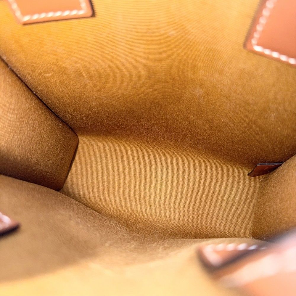 Celine 2-Way Mini Vertical Cover Shoulder Bag Crossbody Logo Tan Leather Brown — view 4