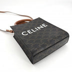 Celine 2-Way Mini Vertical Cover Shoulder Bag Crossbody Logo Tan Leather Brown — view 3