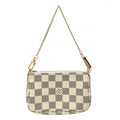 Louis Vuitton Handbag Mini Pochette Pouch Damier Azur Canvas White Gold