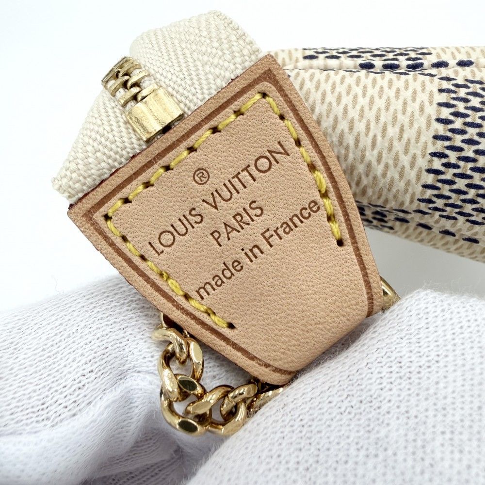 Louis Vuitton Handbag Mini Pochette Pouch Damier Azur Canvas White Gold — view 5