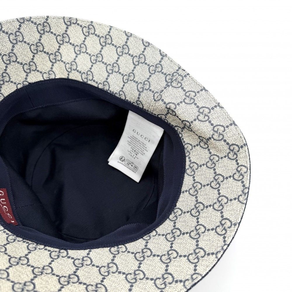 Gucci Hat Denim Bucket Hat M GG Supreme Cotton Navy — view 8