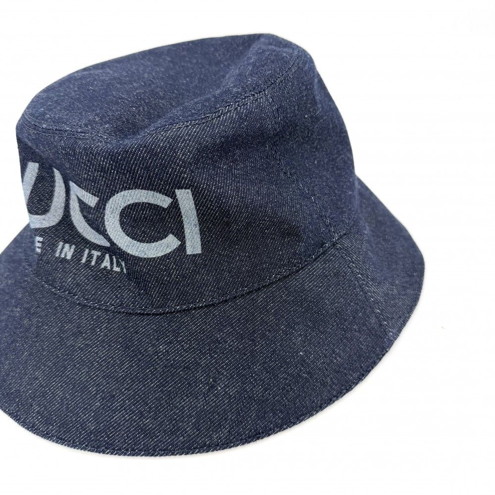 Gucci Hat Denim Bucket Hat M GG Supreme Cotton Navy — view 6