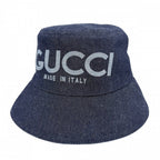 Gucci Hat Denim Bucket Hat M GG Supreme Cotton Navy