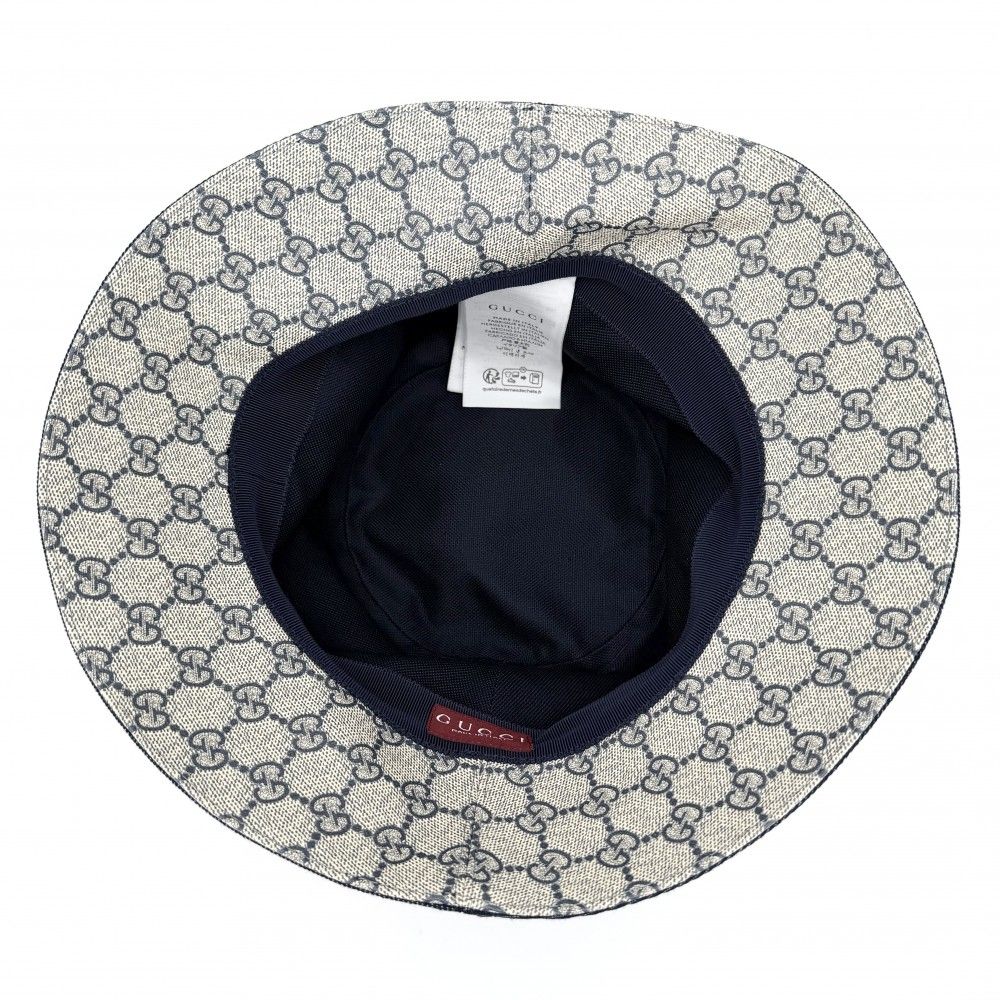 Gucci Hat Denim Bucket Hat M GG Supreme Cotton Navy — view 4