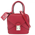 Louis Vuitton 2-Way Square Shoulder Bag Crossbody Taurillon Leather Red Silver