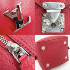 Louis Vuitton 2-Way Square Shoulder Bag Crossbody Taurillon Leather Red Silver — view 8