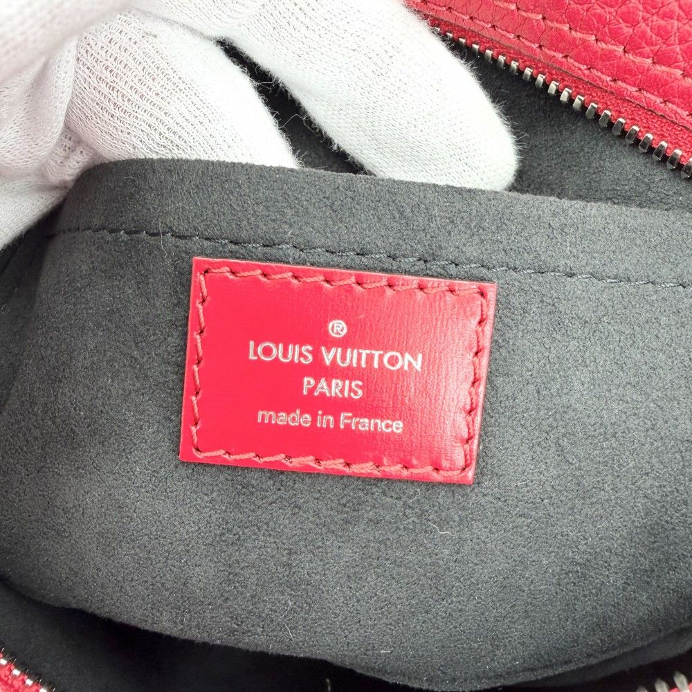 Louis Vuitton 2-Way Square Shoulder Bag Crossbody Taurillon Leather Red Silver — view 5