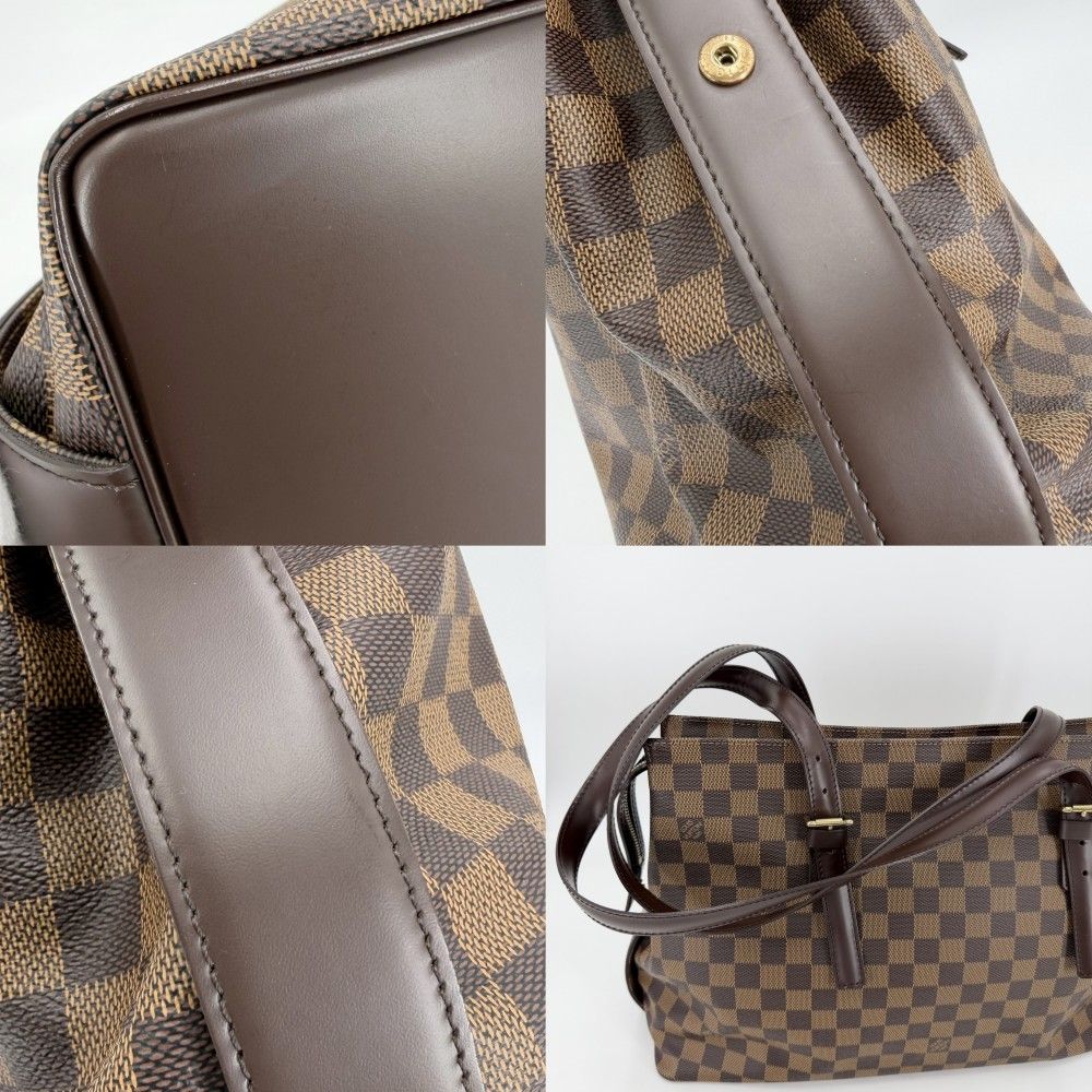 Louis Vuitton Tote Damier Chelsea Handbag Shoulder Brown Gold — view 7