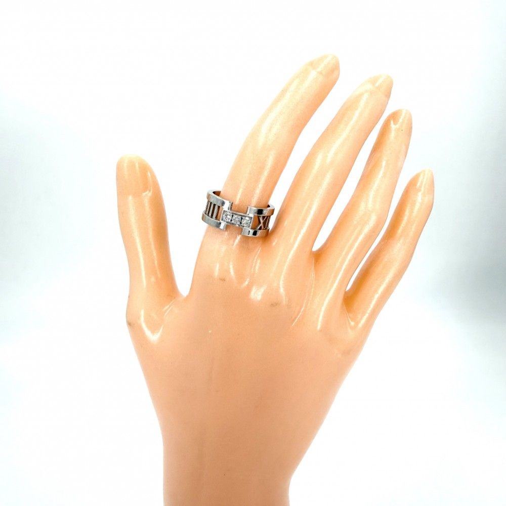 Tiffany & Co Ring Atlas Open Heart 18k WG White Gold Diamond