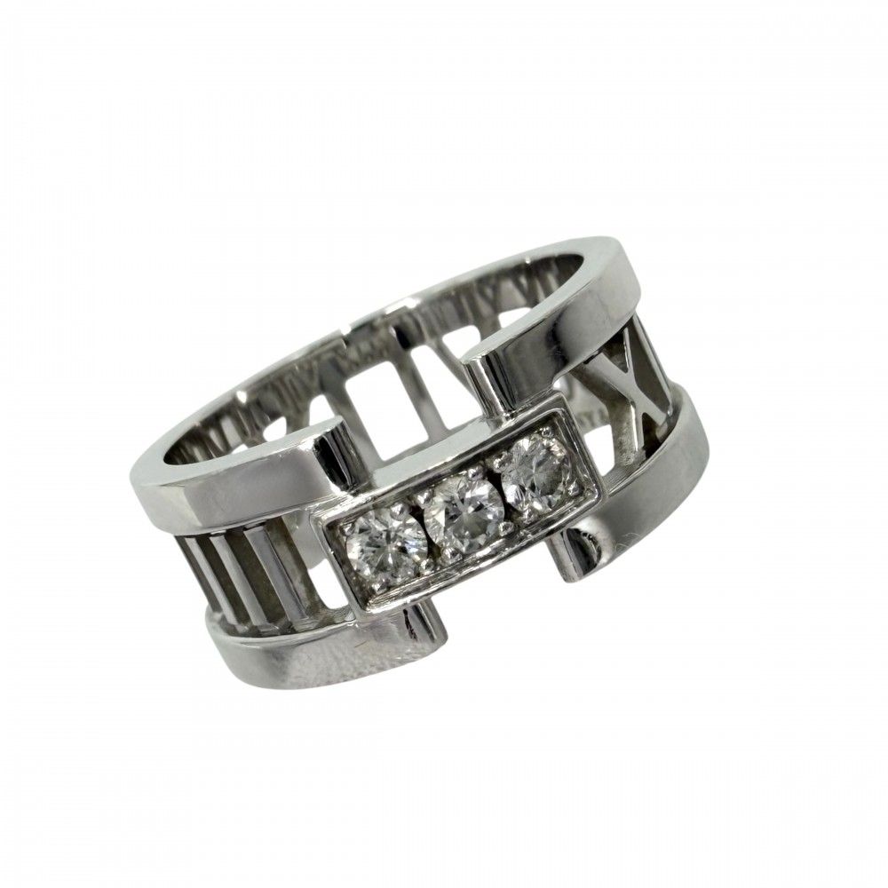Tiffany & Co Ring Atlas Open Heart 18k WG White Gold Diamond