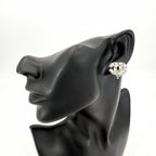 Chanel Earrings CC Logo Rhinestone Silver — view 2