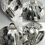 Chanel Earrings CC Logo Rhinestone Silver — view 5