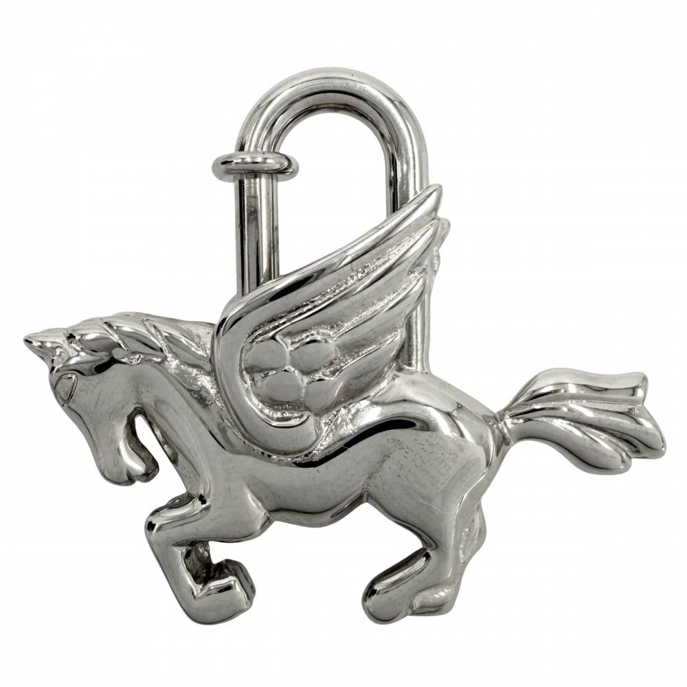 Hermes Key Holder Cadena Charm Pegasus Silver