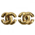 Chanel Earrings CC Logo Vintage Gold Plated