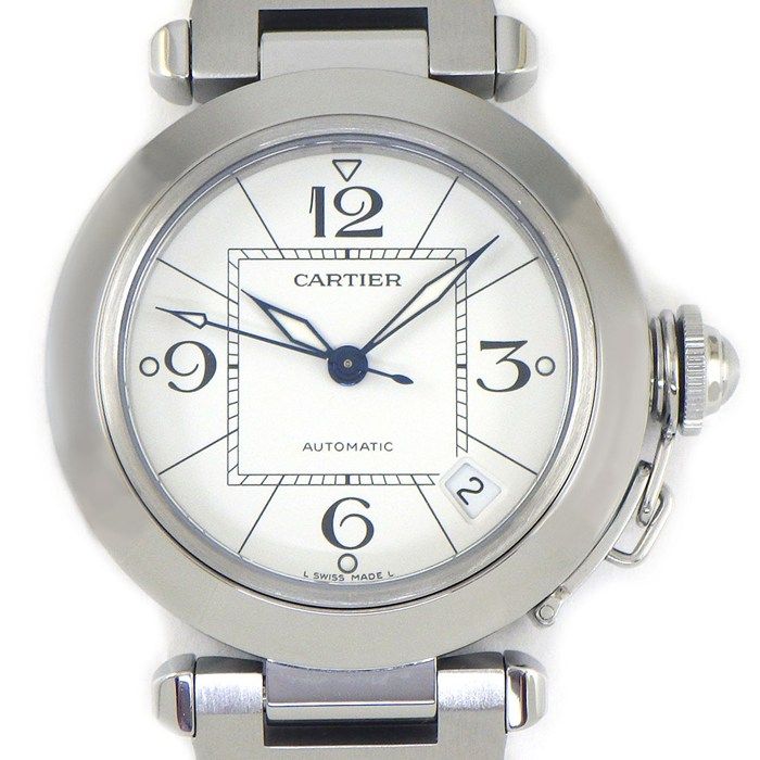 Cartier Watch Pasha C White Dial Date Luminous Index Hands SS Automatic Winding