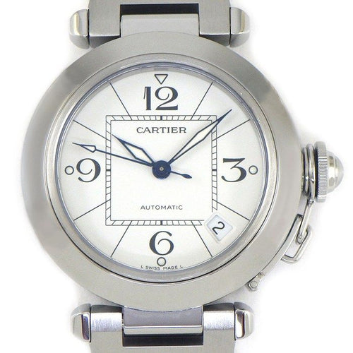 Cartier Watch Pasha C White Dial Date Luminous Index Hands SS Automatic Winding
