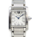 Cartier Watch Tank Francaise SM 11 Points Diamond Index Square Guilloche Silver