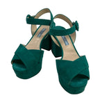 Prada Sandals Green Platform Strap Initial — view 2