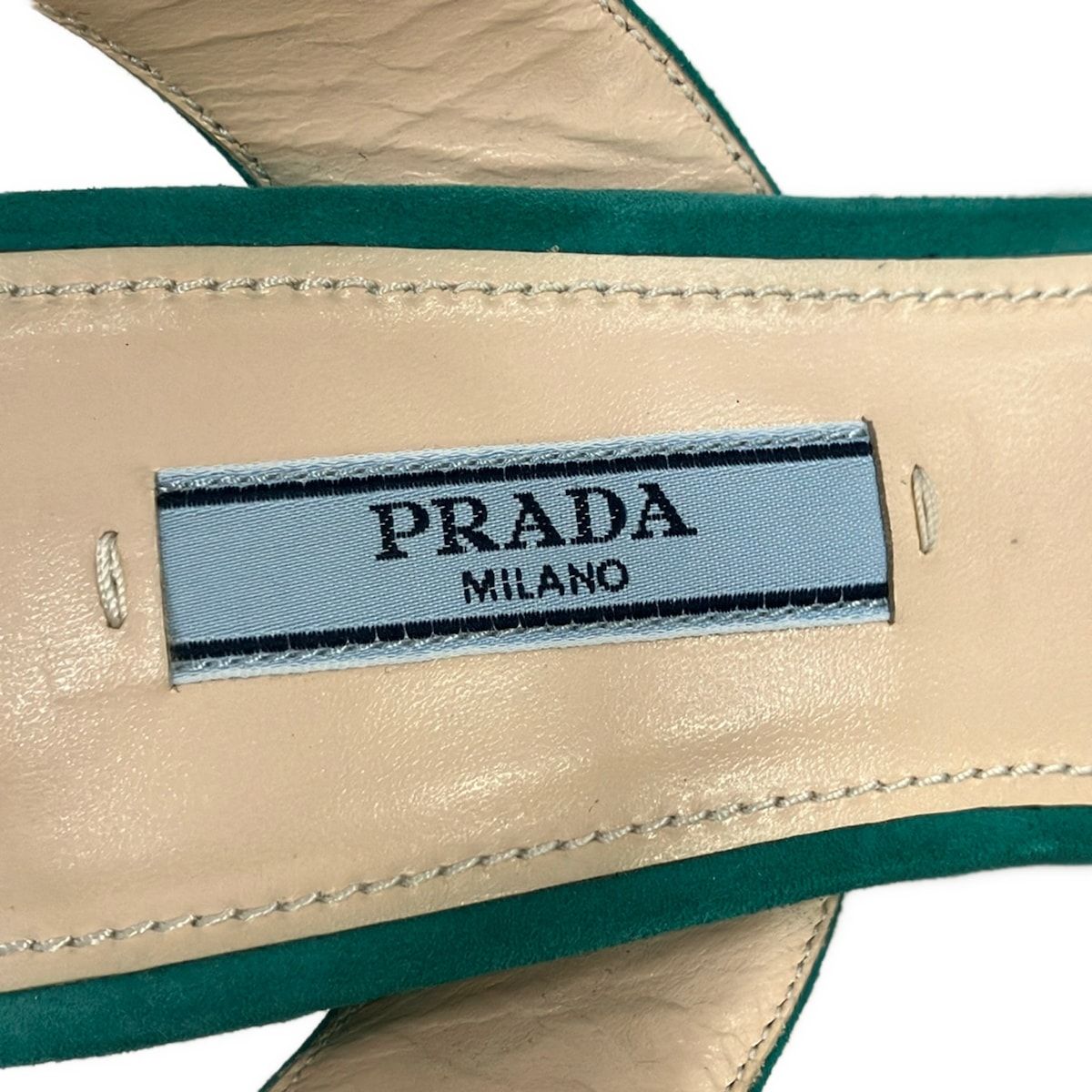 Prada Sandals Green Platform Strap Initial — view 5