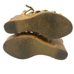 Chanel Sandals Leather Patent Cork CC Logo Thick Sole Chain Wedge Beige — view 9