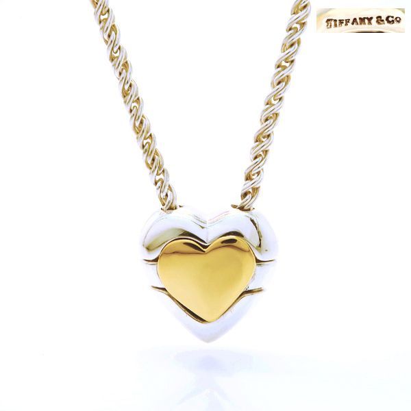 Tiffany & Co Heart Puzzle Necklace 925 750 Silver 18k Yellow Gold Yg Combination
