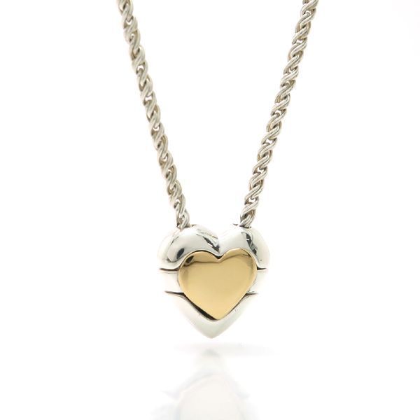 Tiffany & Co Heart Puzzle Necklace 925 750 Silver 18k Yellow Gold Yg Combination — view 2