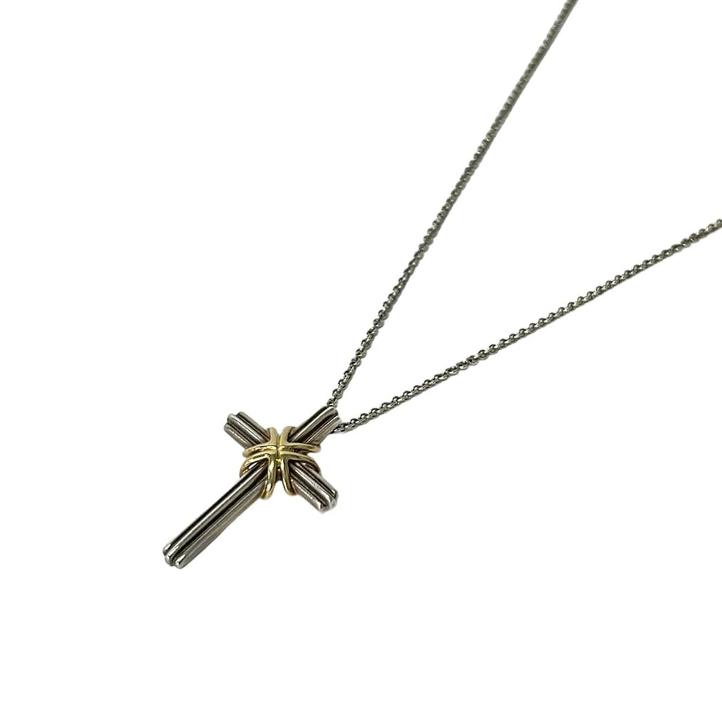 Tiffany & Co Necklace Cross 18k Yellow Gold Silver
