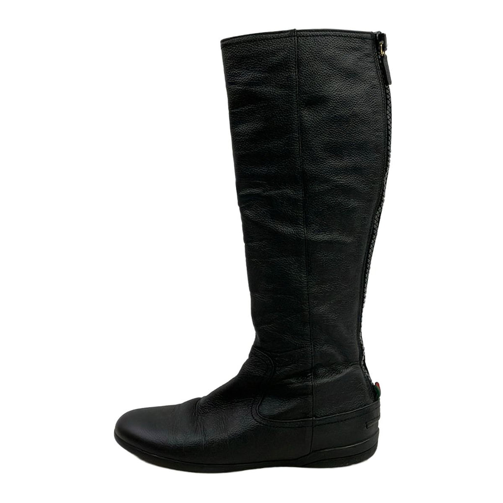 Gucci Long Boots 35.5 Black Sherry Leather
