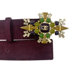 Chanel Gripoix Belt CC Logo Suede Purple — view 5