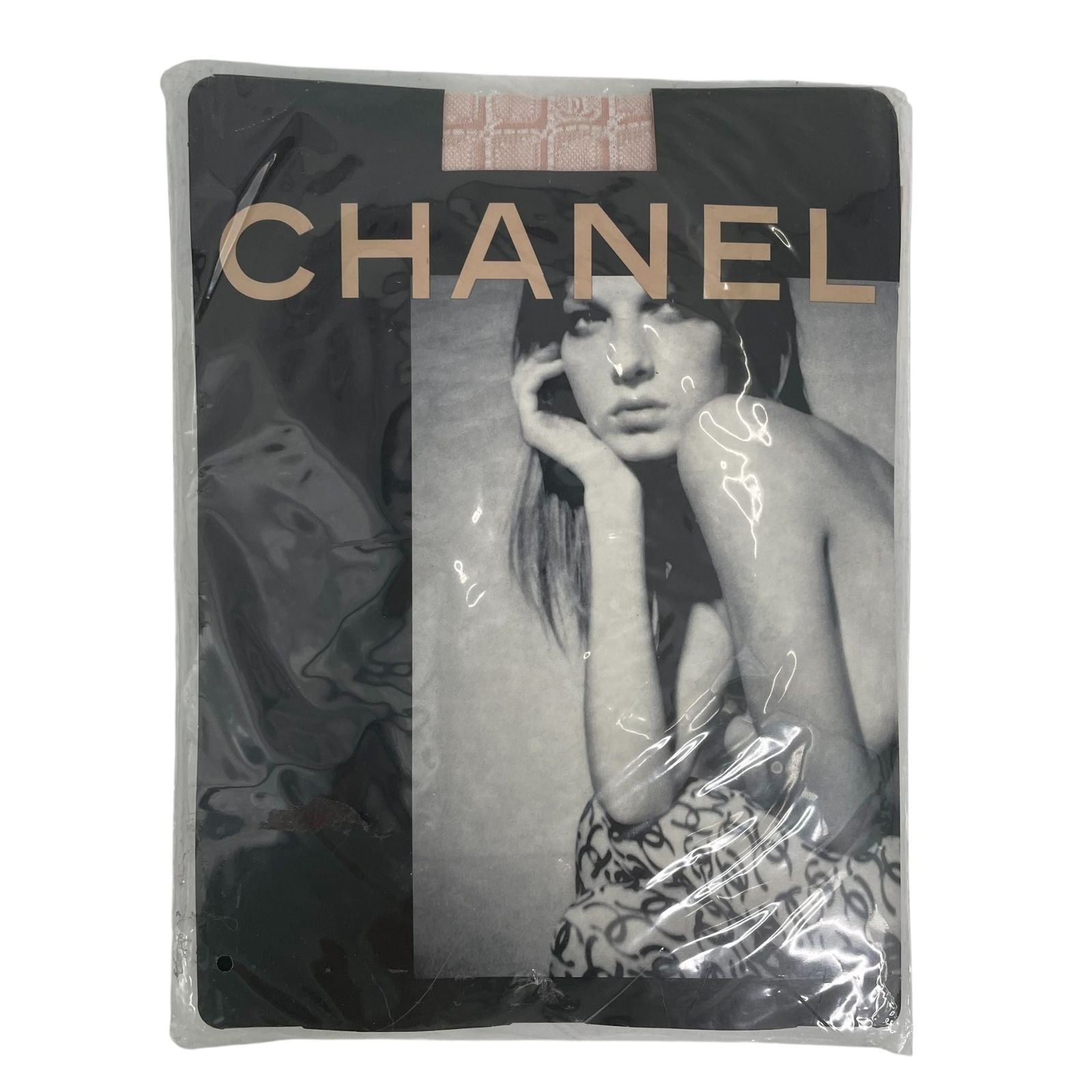 Chanel CC Logo Tights Stockings Beige Shoulder