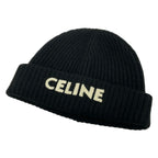 Celine Knit Hat TU Black Ivory Cashmere