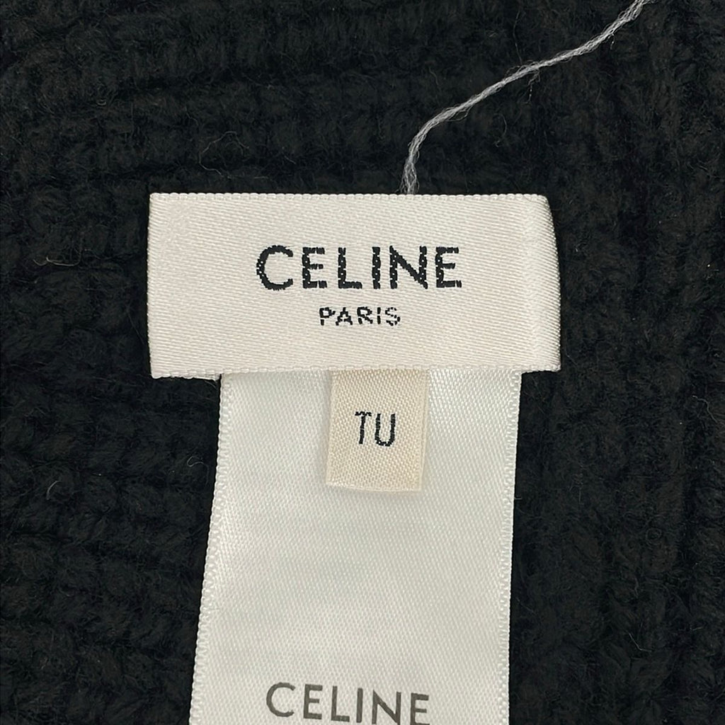 Celine Hat TU Triomphe Crochet Bucket Hat Black Ivory Cashmere — view 5
