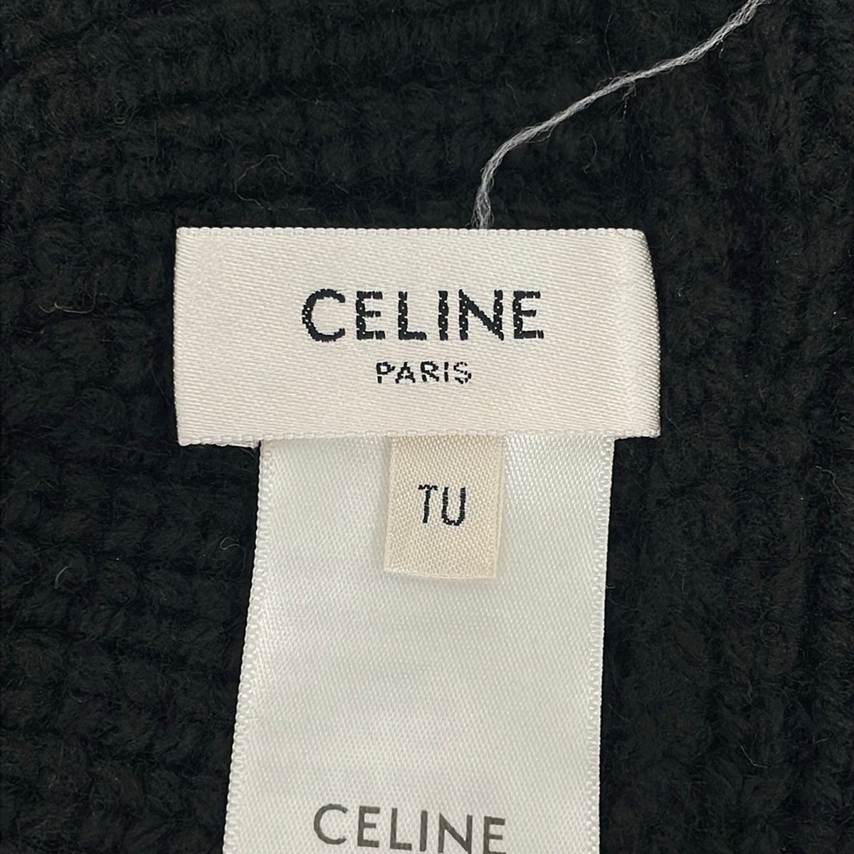 Celine Hat TU Triomphe Crochet Bucket Hat Black Ivory Cashmere — view 5