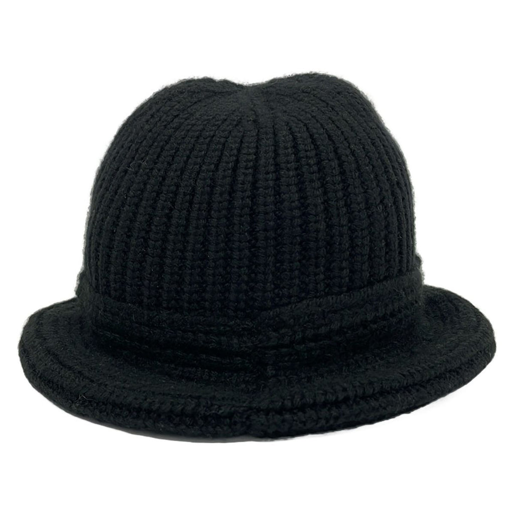 Celine Hat TU Triomphe Crochet Bucket Hat Black Ivory Cashmere — view 3
