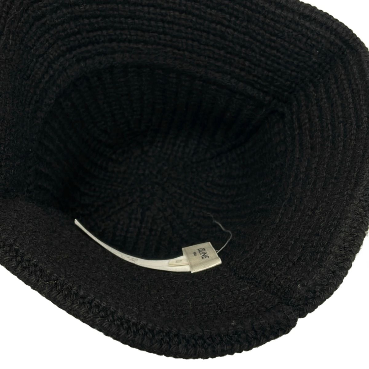 Celine Hat TU Triomphe Crochet Bucket Hat Black Ivory Cashmere — view 4