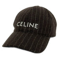 Celine Cap L Dark Brown Light Gray Embroidery Striped Wool