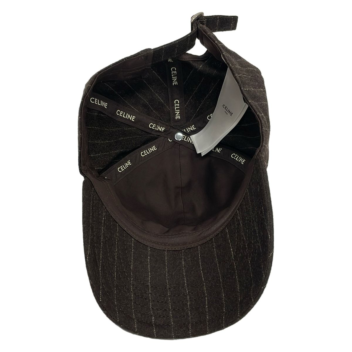 Celine Cap L Dark Brown Light Gray Embroidery Striped Wool — view 4