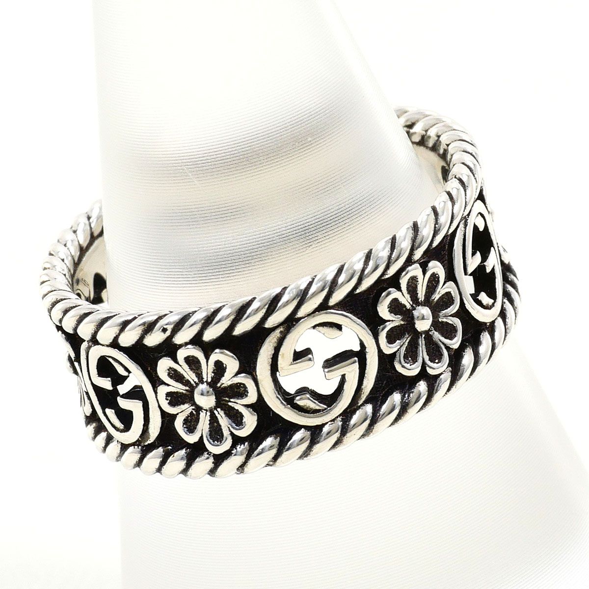 Gucci Interlocking Flower 925 Sterling Silver Ring — view 2