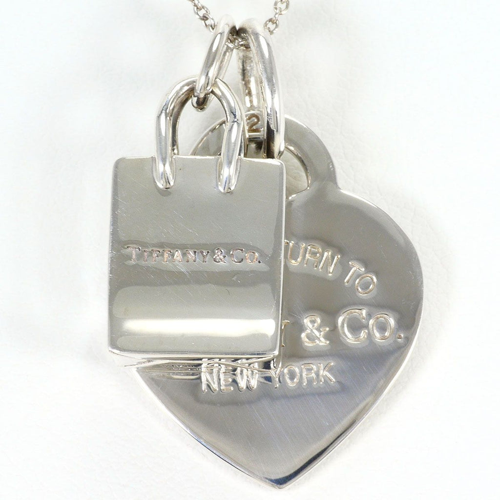 Tiffany & Co Shopping Bag Heart Tag 925 Sterling Silver Necklace 39 cm