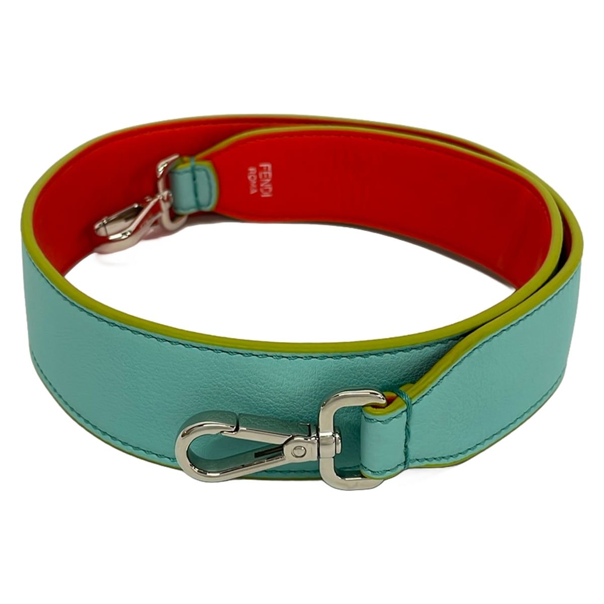 Fendi Shoulder Strap Orange Light Green Leather