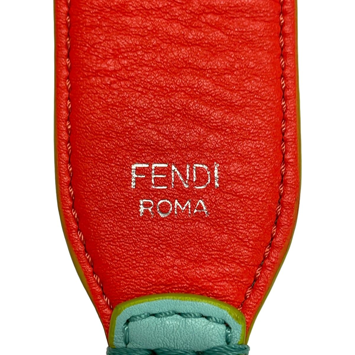 Fendi Shoulder Strap Orange Light Green Leather — view 3