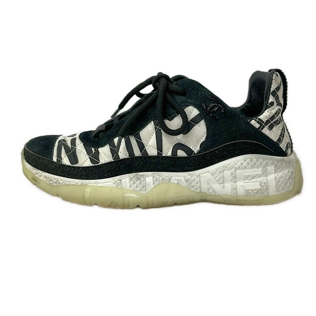 Chanel Sneakers 36 Black White Quilted