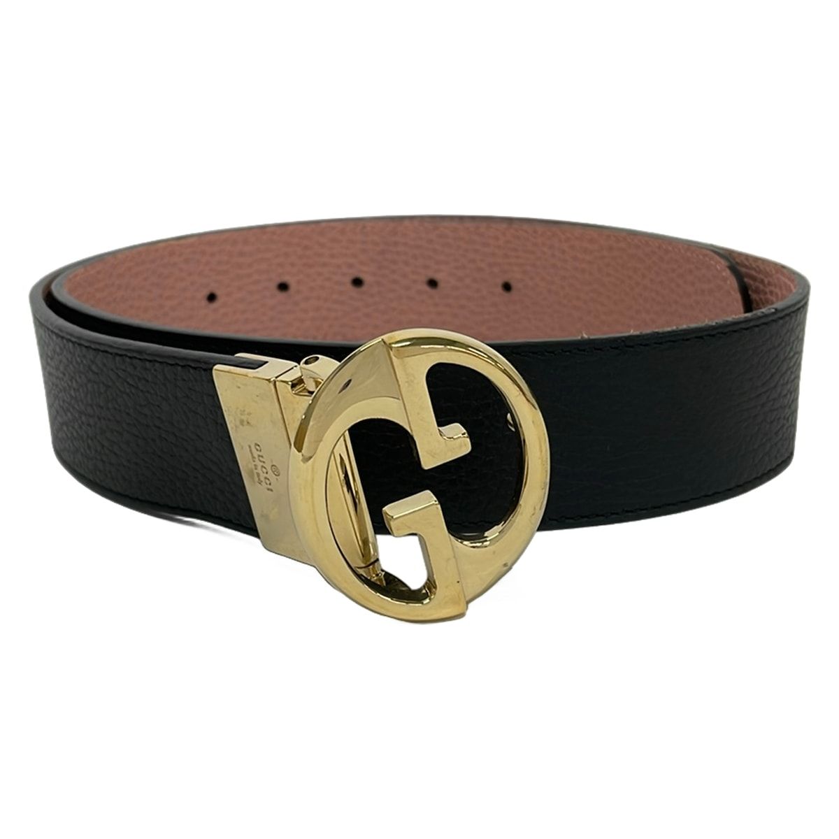 Gucci Belt 85 34 Black Pink Beige Gold Leather
