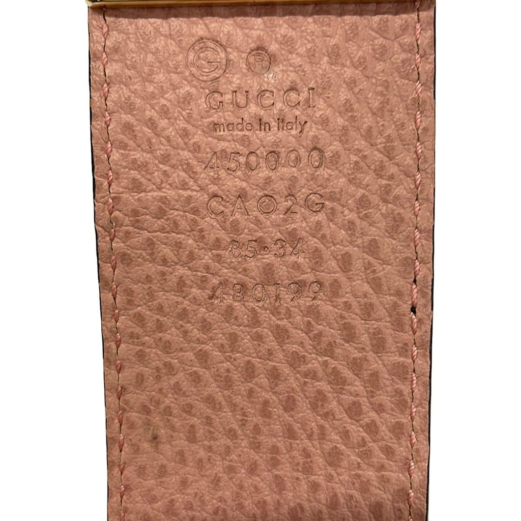 Gucci Belt 85 34 Black Pink Beige Gold Leather — view 4