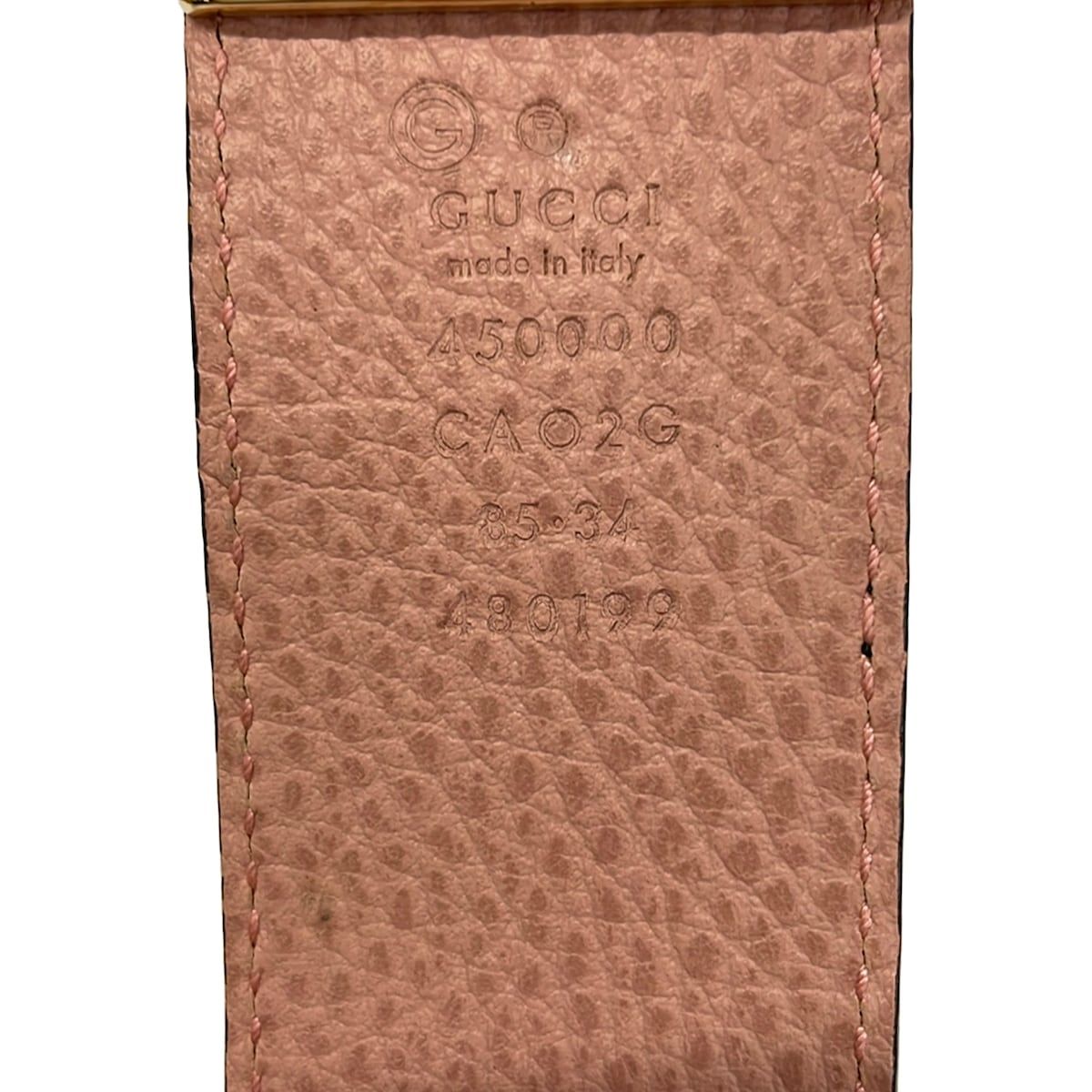 Gucci Belt 85 34 Black Pink Beige Gold Leather — view 4
