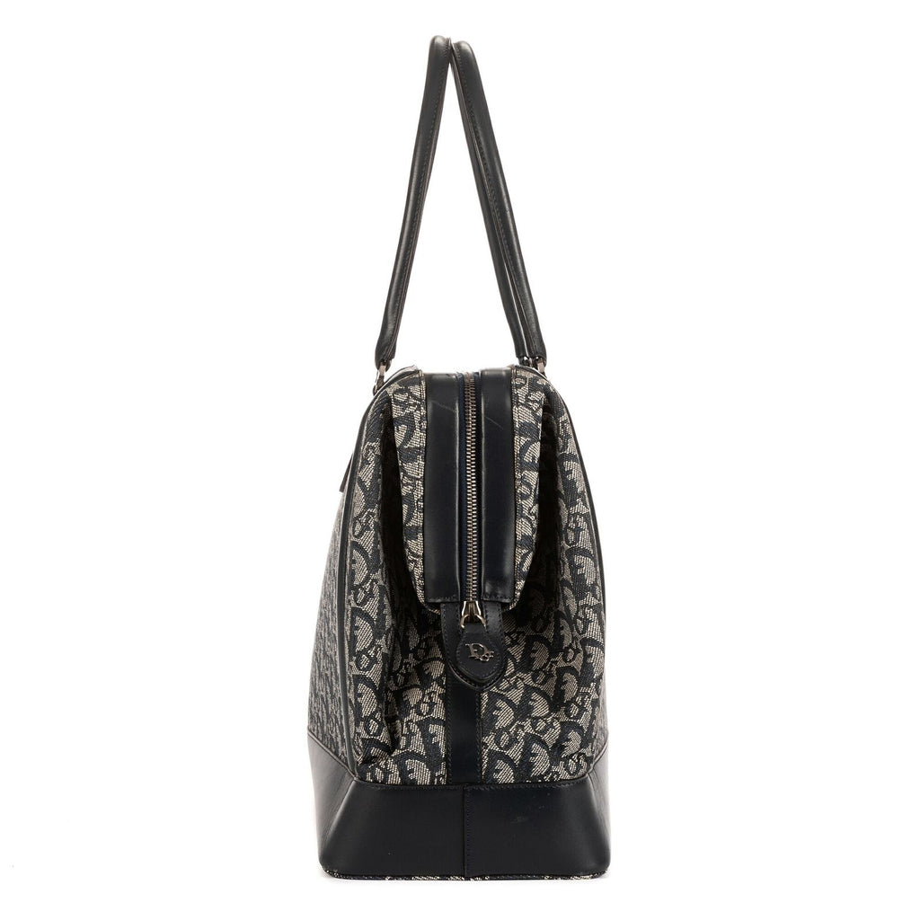 Dior Large Trotter Frame Bag Beige Navy Pattern Canvas — view 5