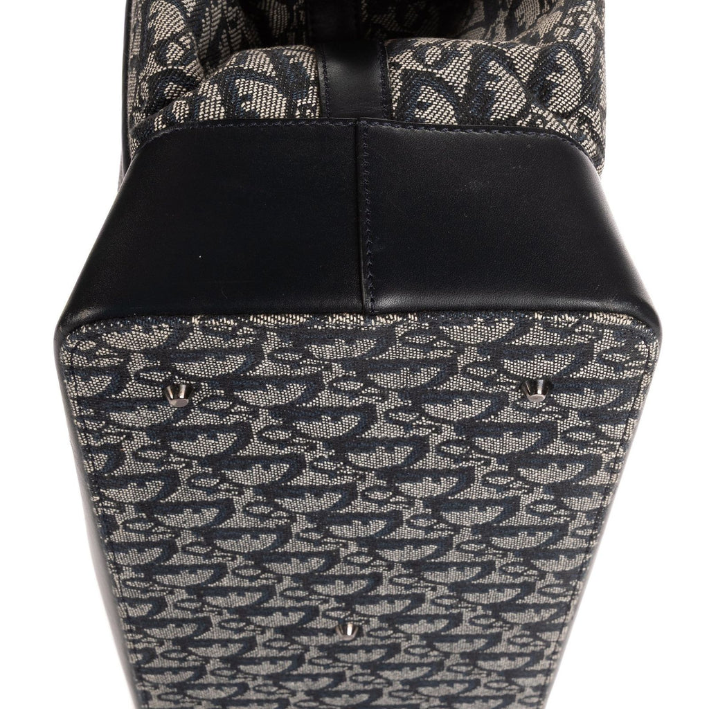Dior Large Trotter Frame Bag Beige Navy Pattern Canvas — view 7