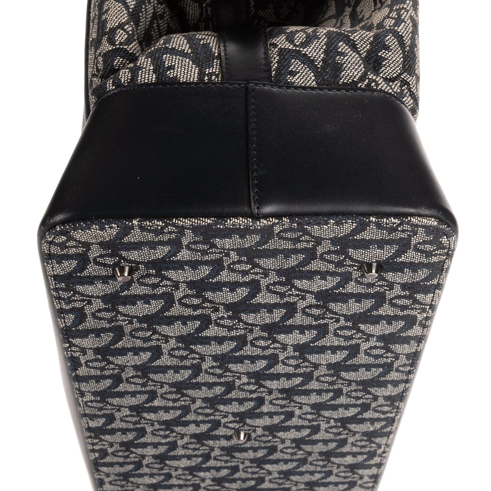 Dior Large Trotter Frame Bag Beige Navy Pattern Canvas — view 7