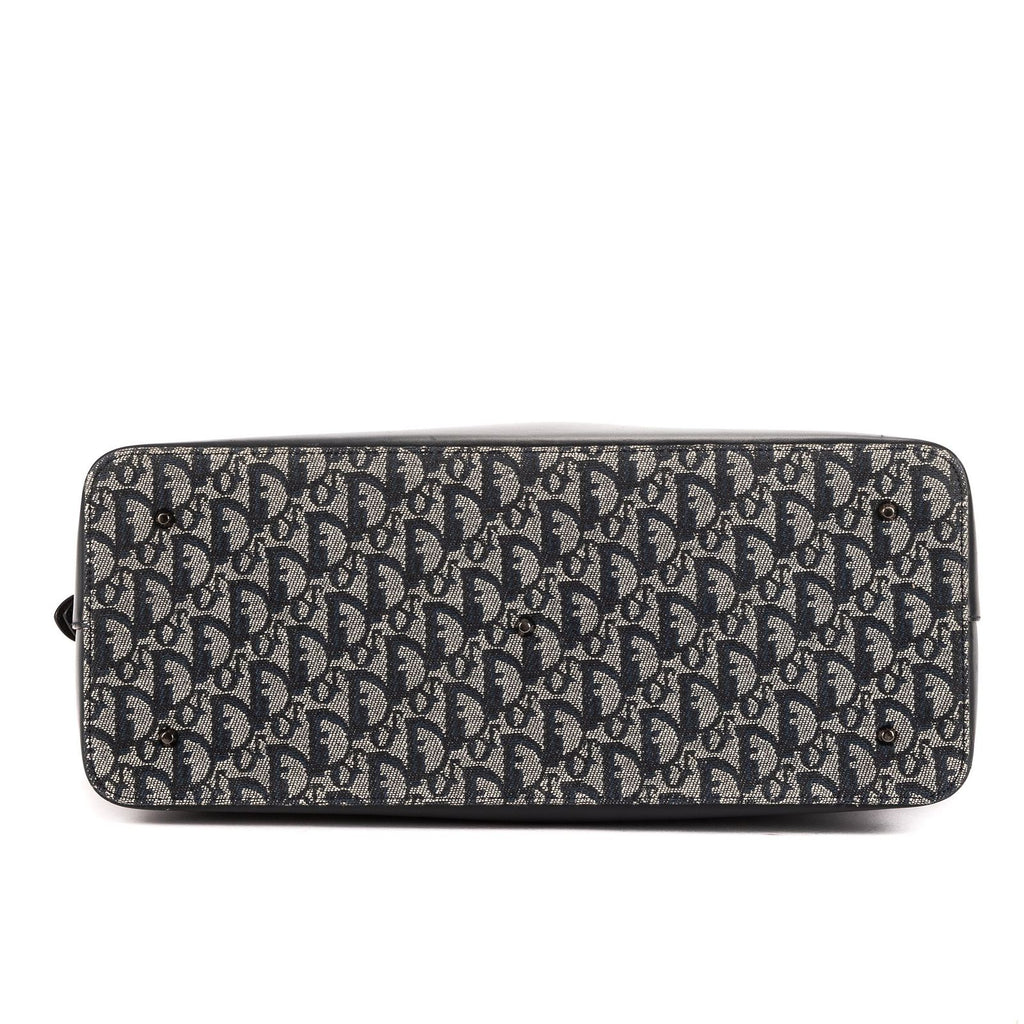 Dior Large Trotter Frame Bag Beige Navy Pattern Canvas — view 6