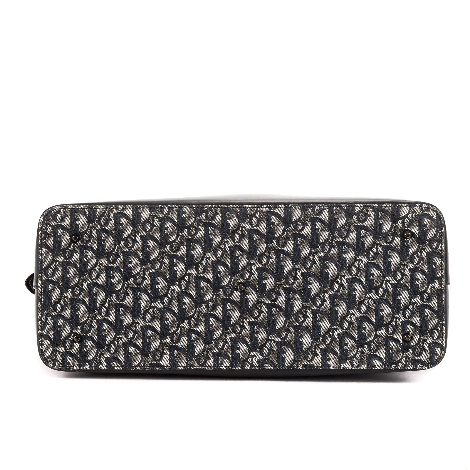 Dior Large Trotter Frame Bag Beige Navy Pattern Canvas — view 6